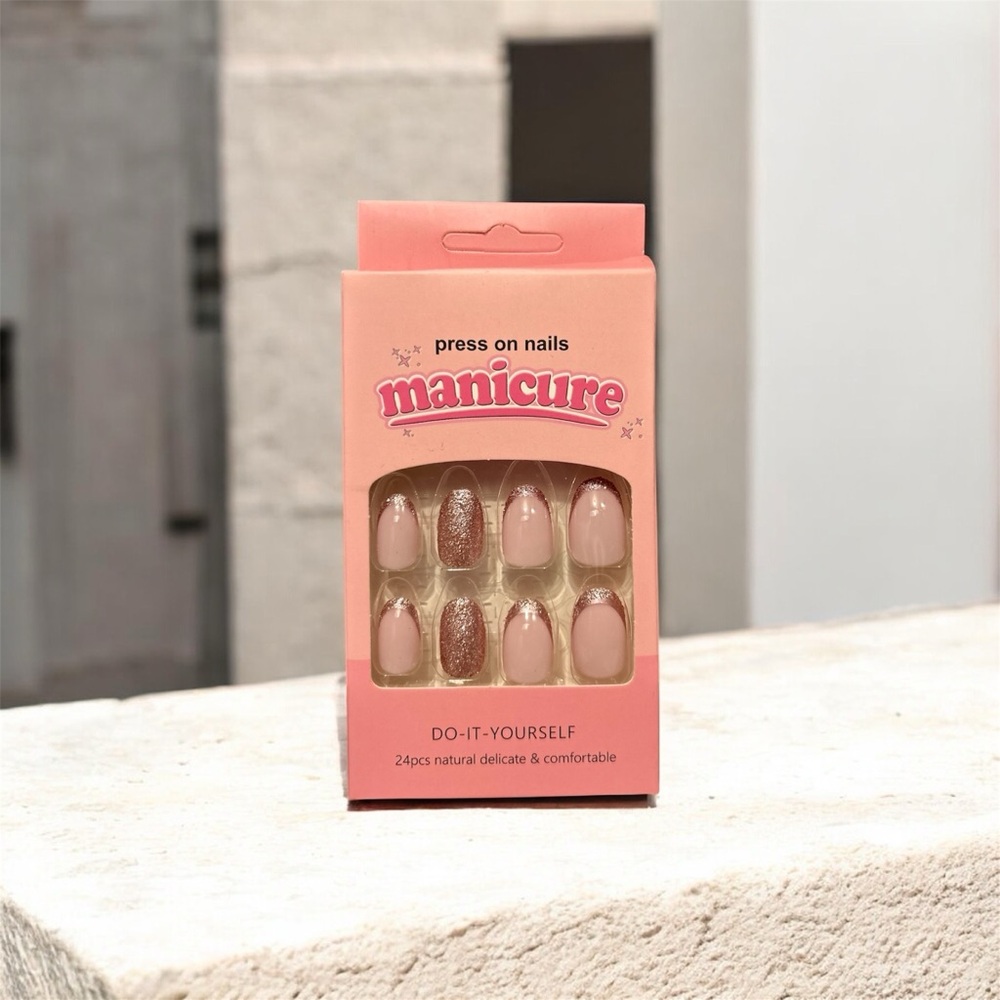 5️⃣Press-On Nails Set | Pink Glitter Or 5 For 25